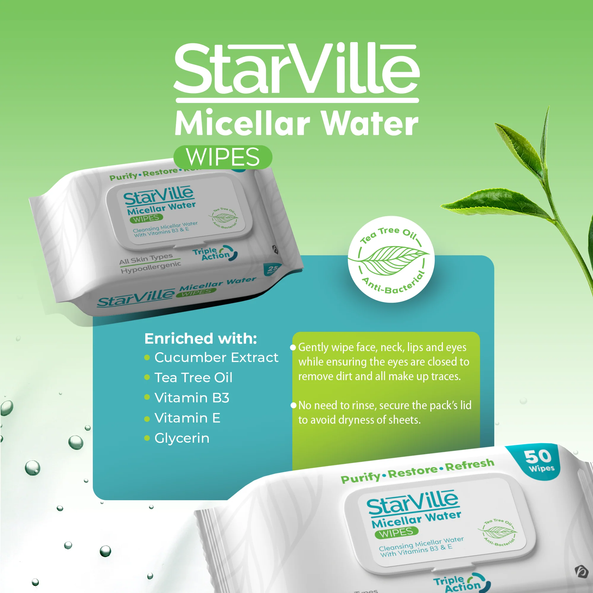 StarVille Micellar Water Wipes 25 pcs - Image 4