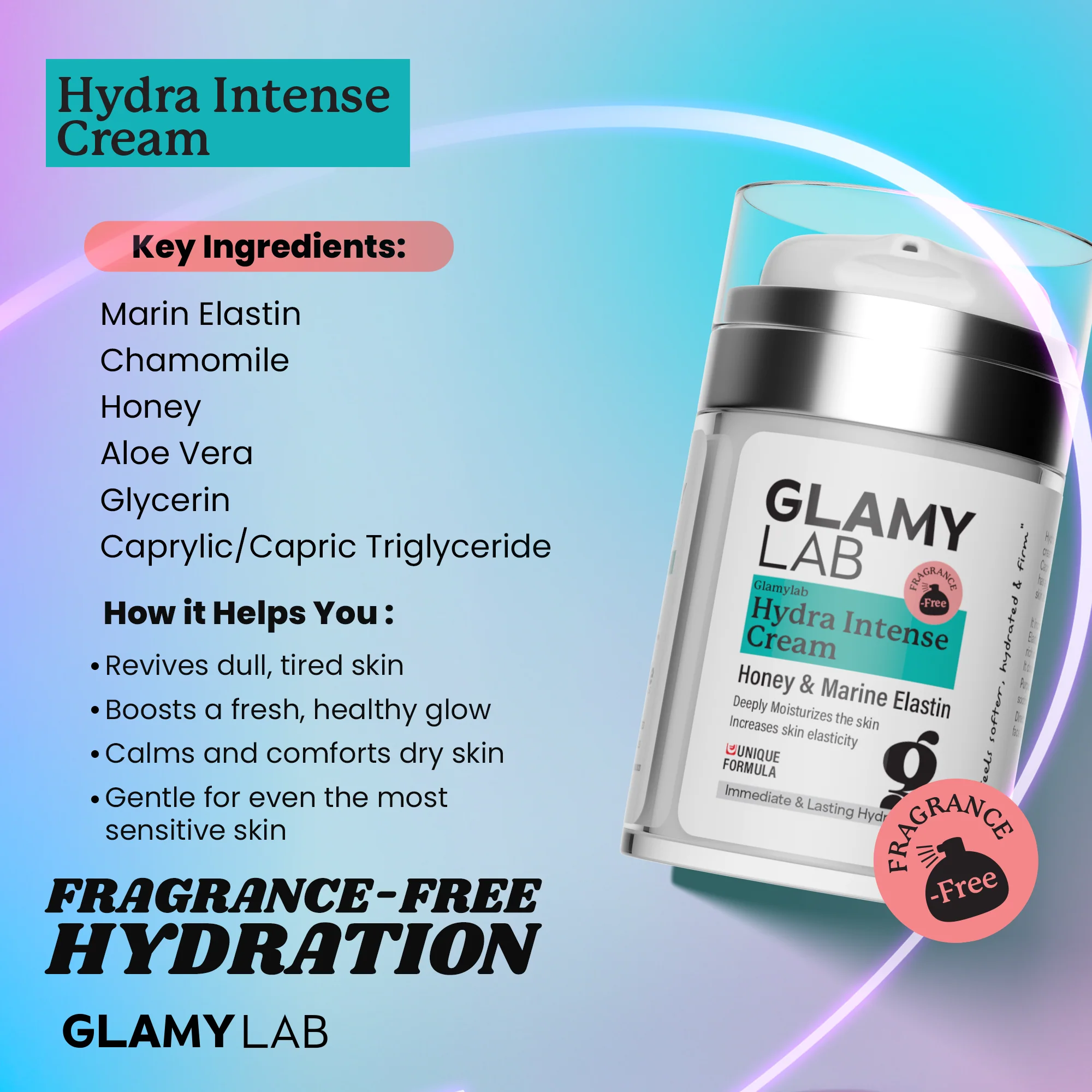 Glamy Lab Hydra Intense Cream Fragrance Free 100ml - Image 3