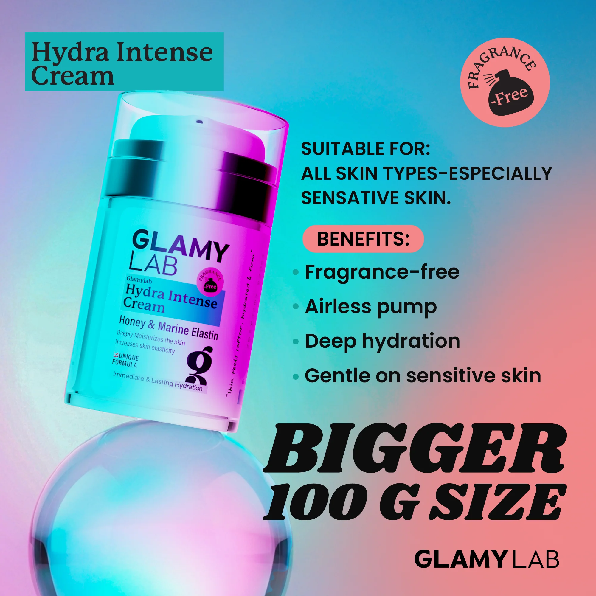 Glamy Lab Hydra Intense Cream Fragrance Free 100ml - Image 4