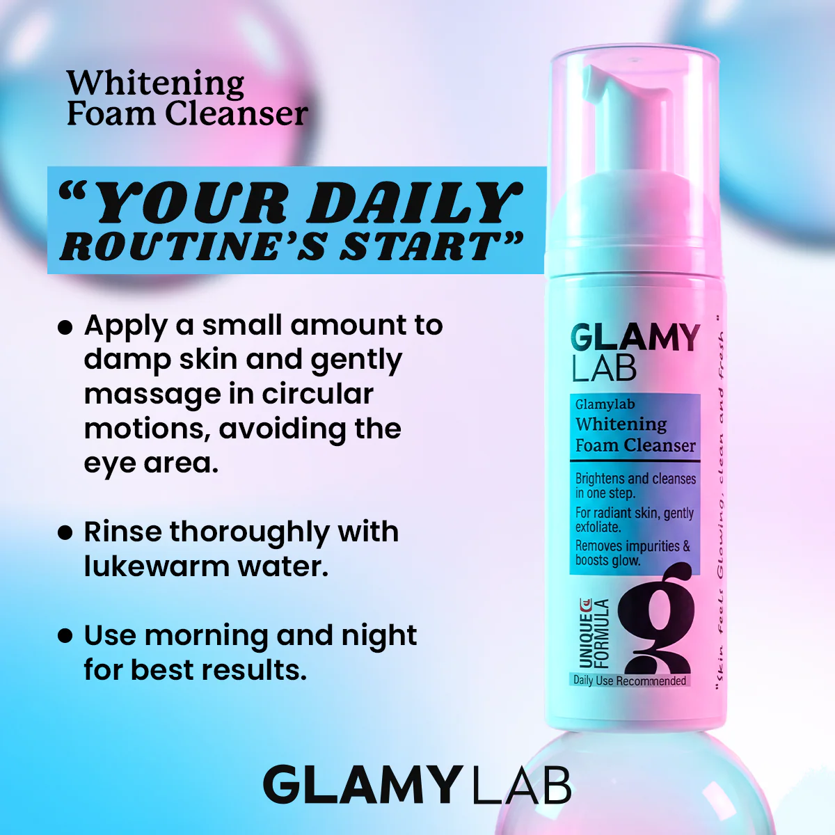Glamy Lab Whitening Foam Cleanser 150ml - Image 4