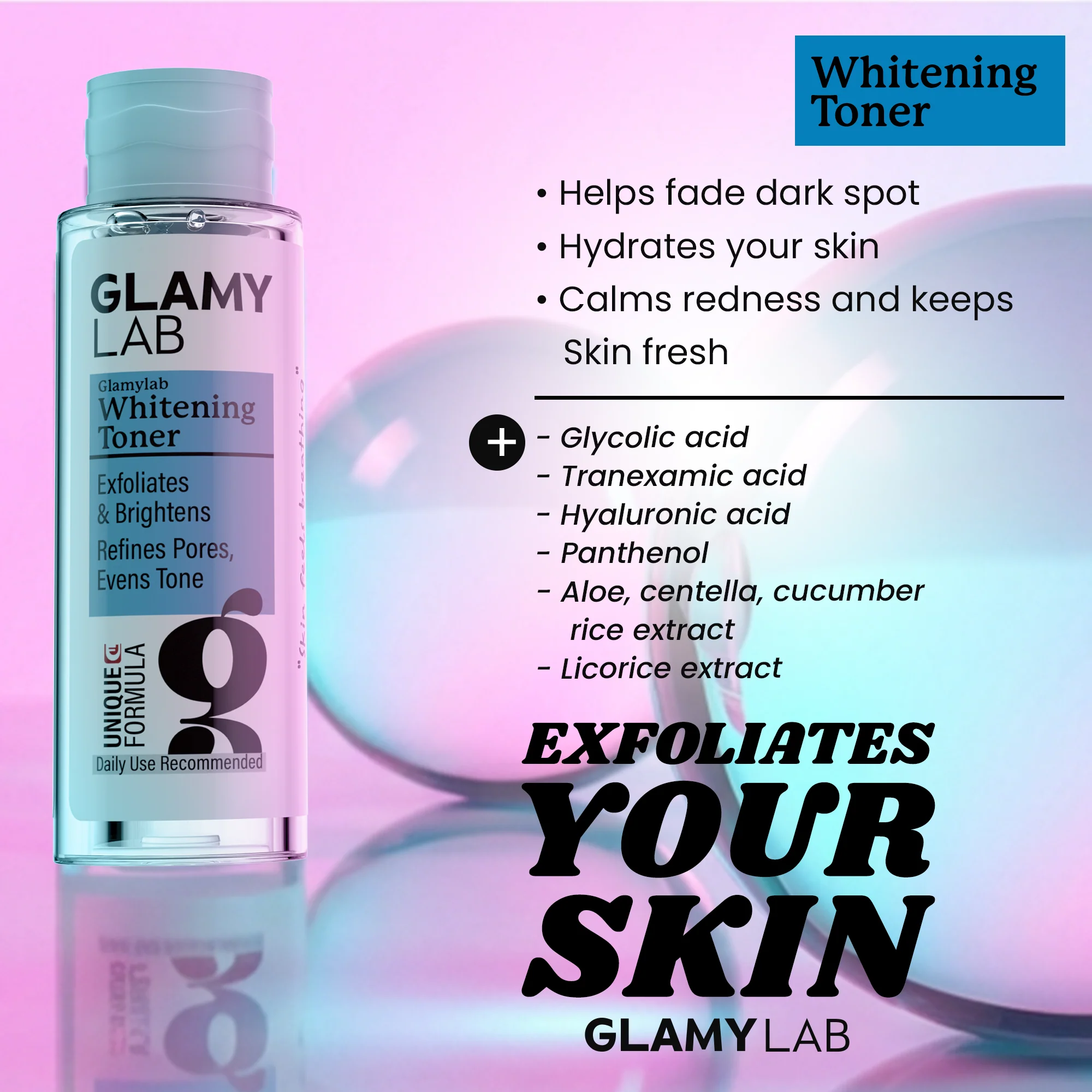 Glamy Lab Whitening Toner 200ml - Image 3