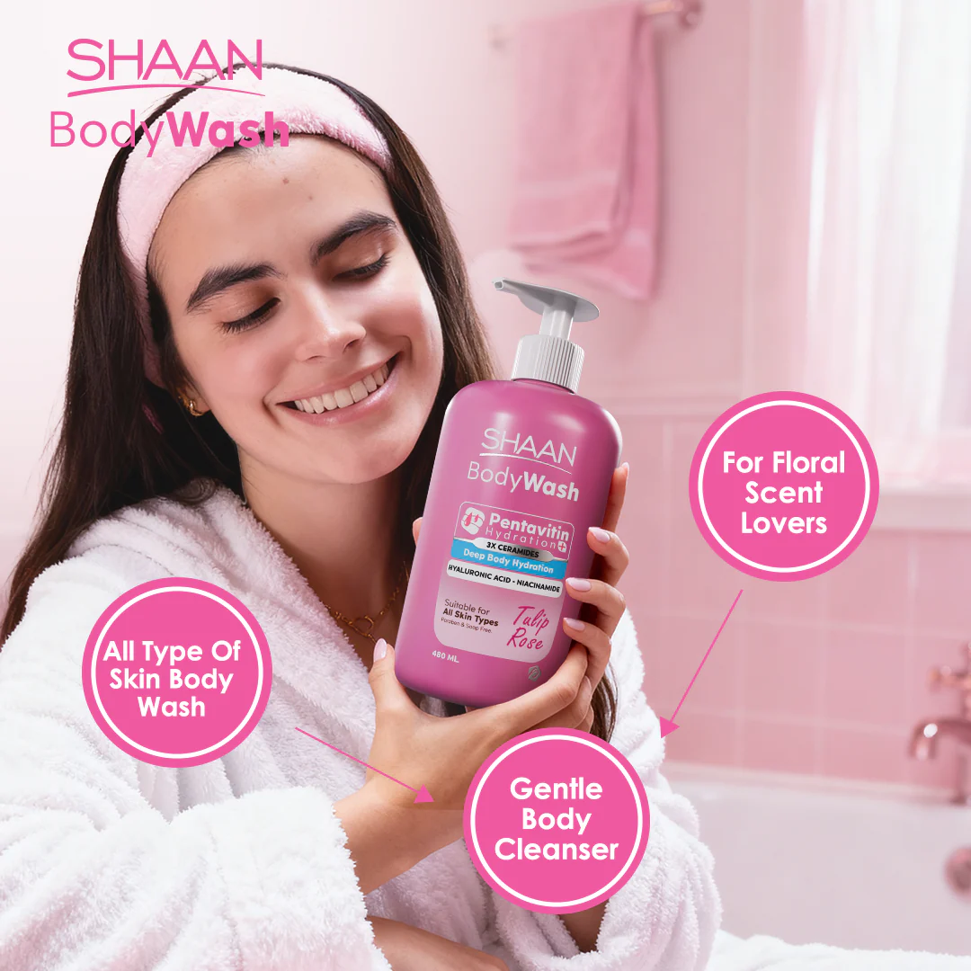 SHAAN Tulip Rose Hydrating Body Wash 480 Ml - Image 3