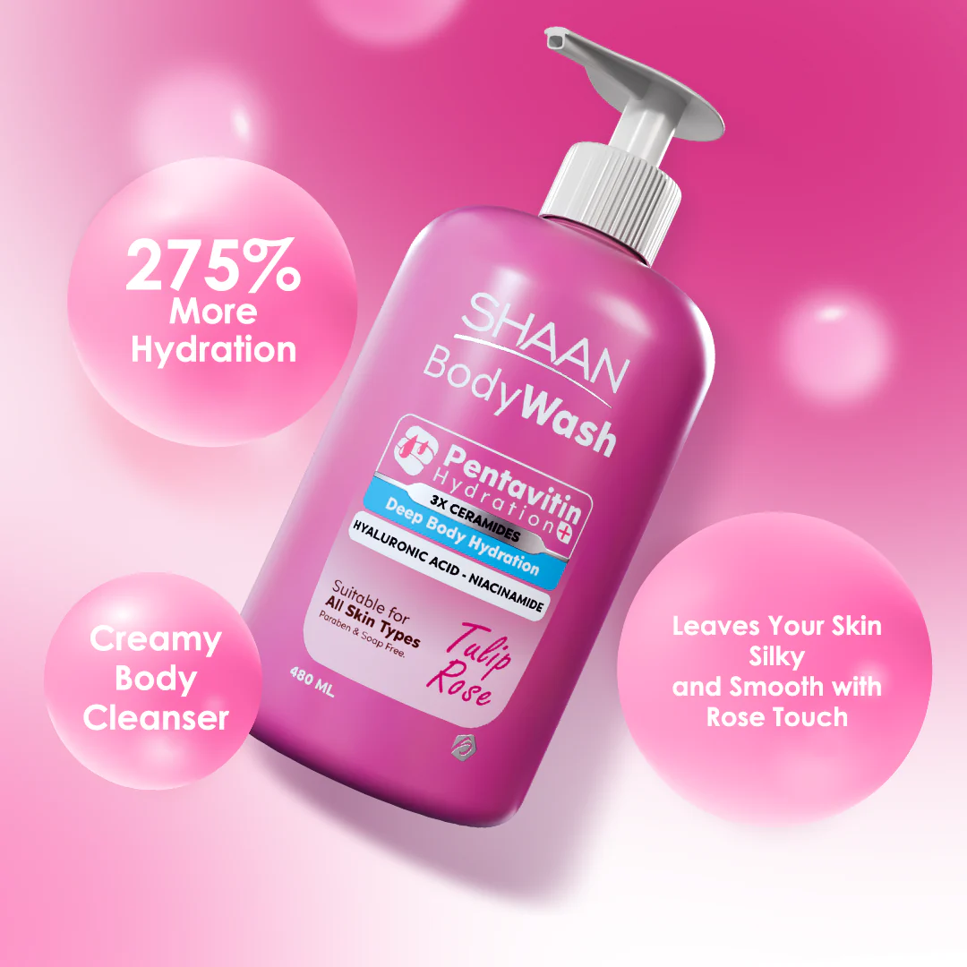 SHAAN Tulip Rose Hydrating Body Wash 480 Ml - Image 4