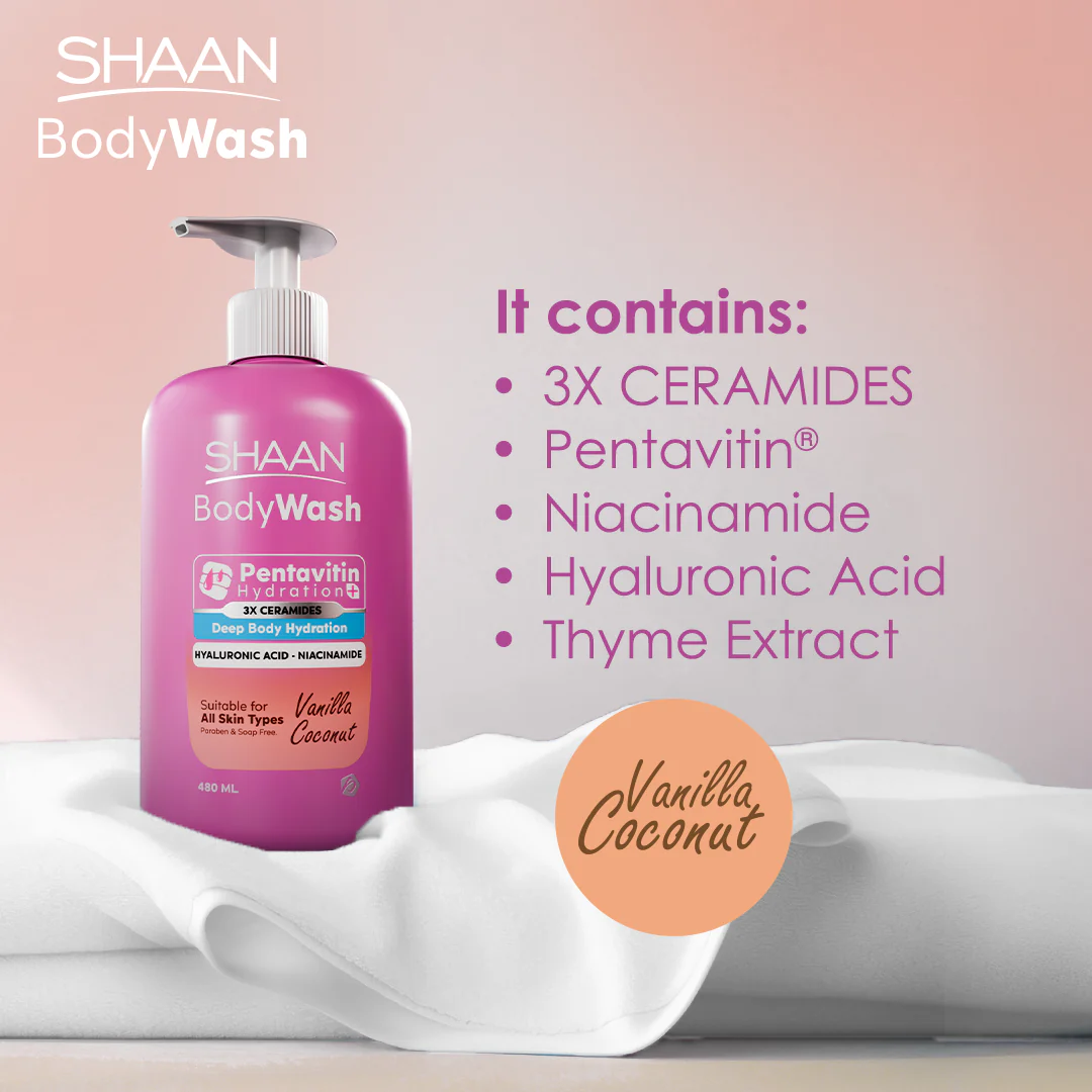 SHAAN Vanilla Coconut Hydrating Body Wash 480 Ml - Image 4