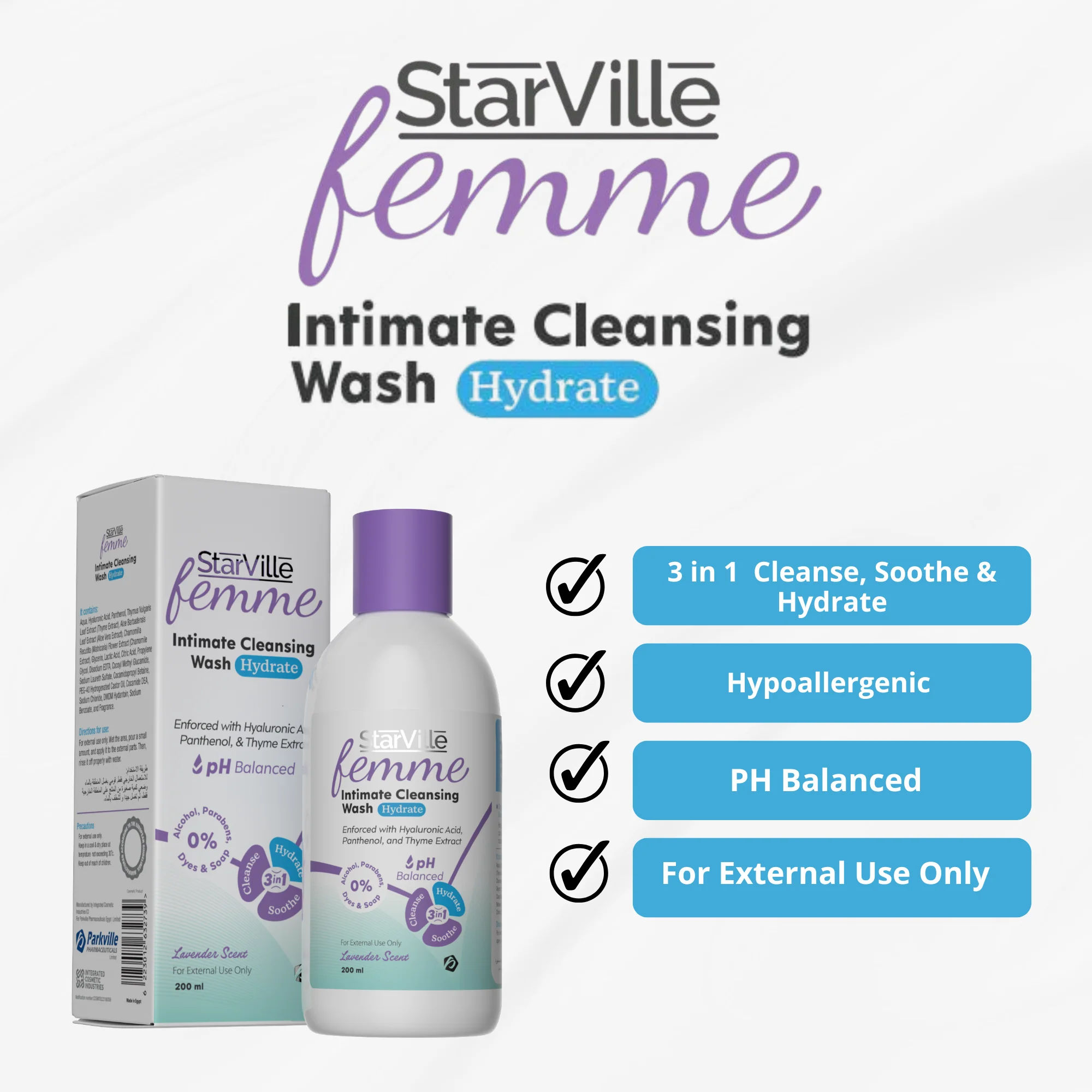 StarVille Femme Intimate Cleansing Wash Hydrate 200 ml - Image 5