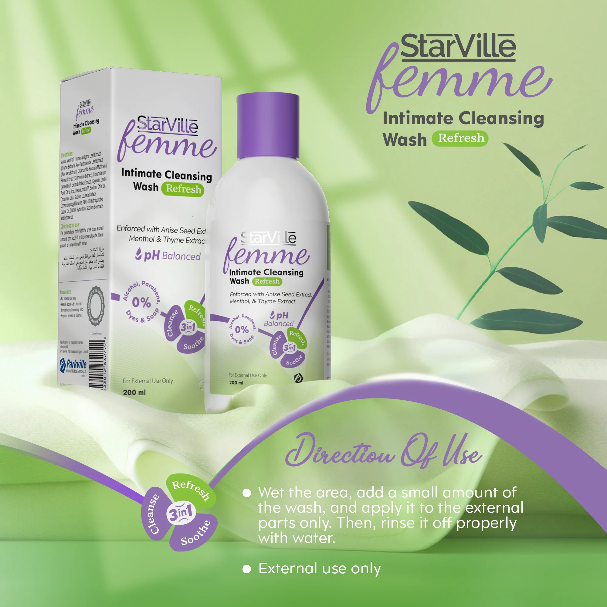 StarVille Femme Intimate Cleansing Wash Refresh 200 ml - Image 3